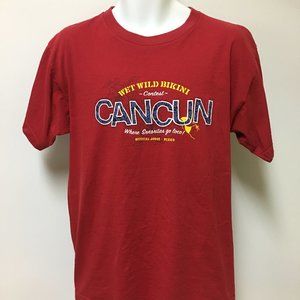 Aeropostale Men's Red Cancun Mexico T-Shirt Size Large Wet Wild Bikini Contest